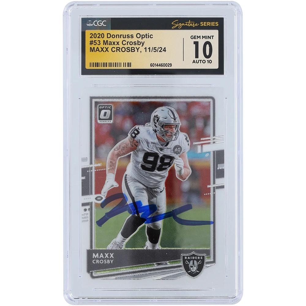 Maxx Crosby Las Vegas Raiders Autographed 2020 Panini Donruss Optic #53 CGC Fanatics Witnessed Authenticated 10/10 Card