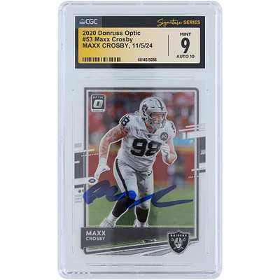 Maxx Crosby Las Vegas Raiders Autographed 2020 Panini Donruss Optic #53 CGC Fanatics Witnessed Authenticated 9/10 Card