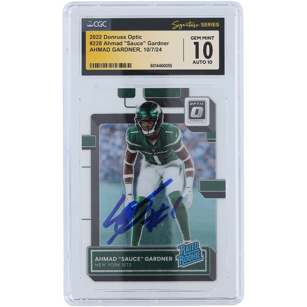 Ahmad Sauce Gardner New York Jets Autographed 2022 Panini Donruss Optic #228 CGC Fanatics Witnessed Authenticated /10 Rookie Card