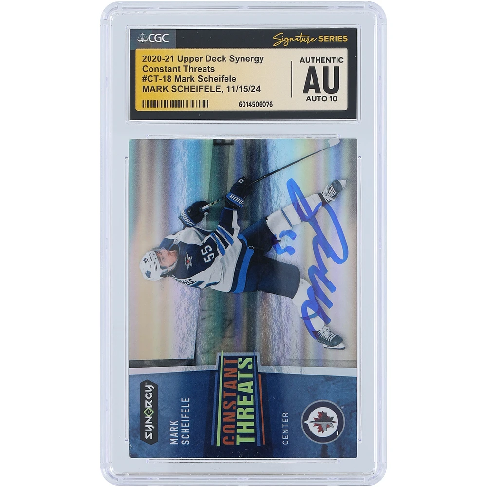 Mark Scheifele Winnipeg Jets Autographed 2020-21 Upper Deck Synergy Constant Threats #CT-18 CGC Fanatics Witnessed Authenticated Auto 10 Card