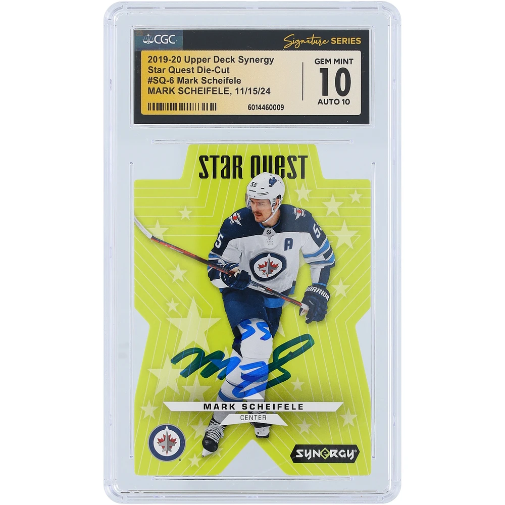 Mark Scheifele Winnipeg Jets Autographed 2019-20 Upper Deck Synergy Star Quest Die-Cut #SQ-6 CGC Fanatics Witnessed Authenticated 10/10 Card