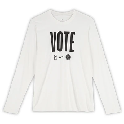 Tyrese Maxey Philadelphia 76ers Player-Worn White "Vote" Long Sleeve T-Shirt from the 2024-25 NBA Season - Size L