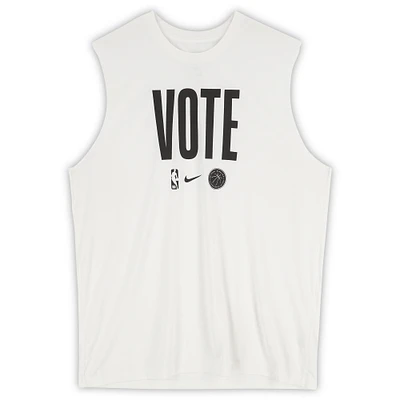 Philadelphia 76ers Team-Issued White "Vote" Sleeveless Shirt from the 2024-25 NBA Season - Size XLT