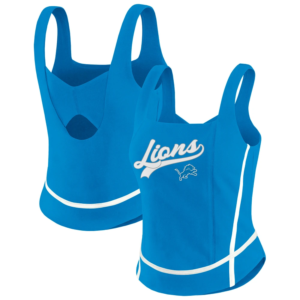 Women's WEAR by Erin Andrews Blue Detroit Lions Square Neck Tank Top