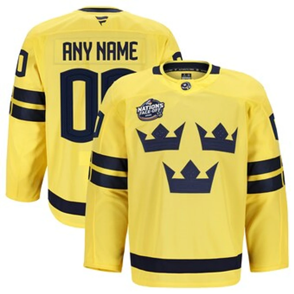Men's Fanatics  Yellow Sweden 2025 4 Nations Face-Off Authentic Pro Custom Jersey