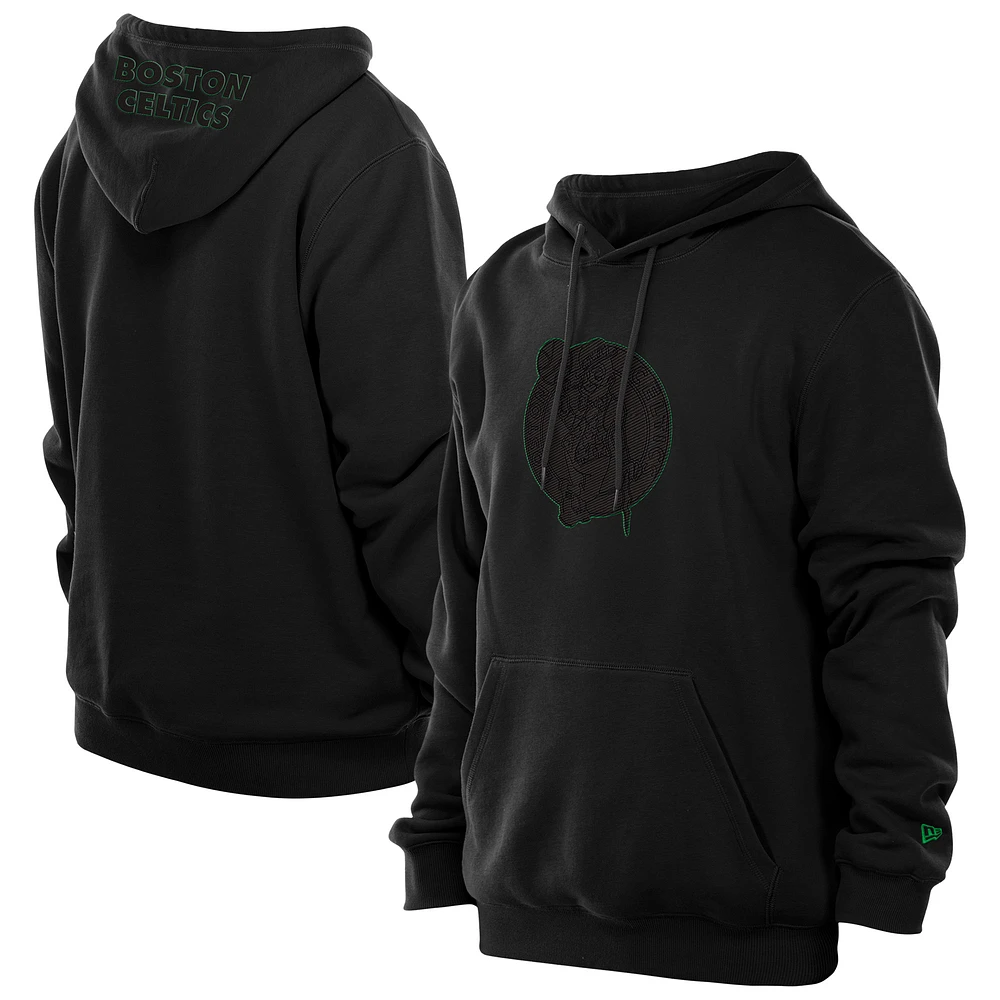 Men's New Era Black Boston Celtics Tonal Color Pop Premium Pullover Hoodie