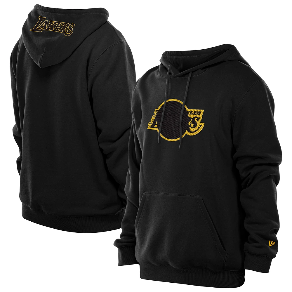 Men's New Era Black Los Angeles Lakers Tonal Color Pop Premium Pullover Hoodie