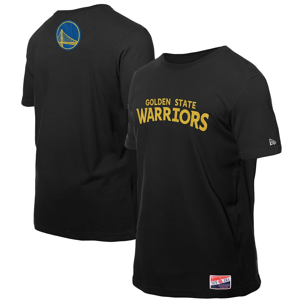 Men's New Era Black Golden State Warriors Premium Wordmark T-Shirt