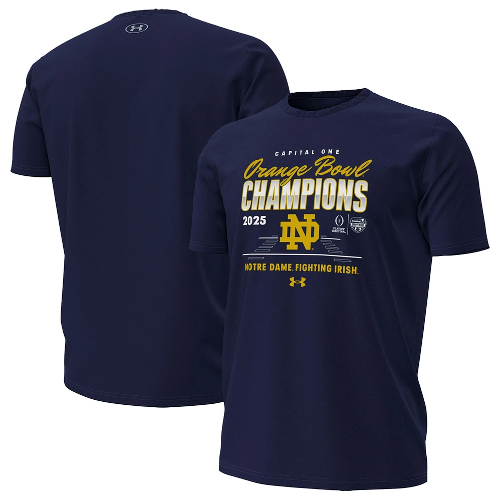 Men's Under Armour Navy Notre Dame Fighting Irish College Football Playoff 2025 Orange Bowl Champions T-Shirt