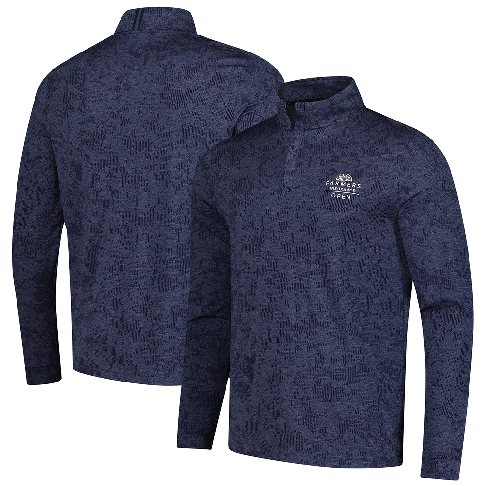 Men's Under Armour Navy 2025 Farmers Insurance Open Line Dye Jacquard Quarter-Zip Pullover Top