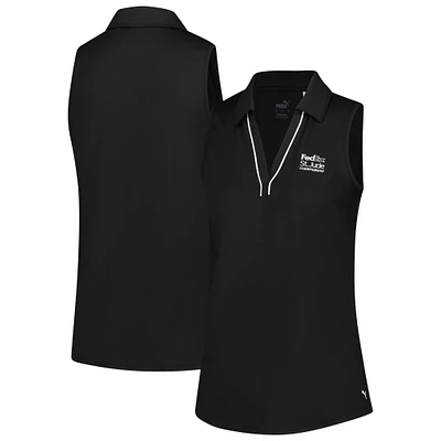 Women's Puma Black FedEx St. Jude Championship CLOUDSPUN Sleeveless Polo
