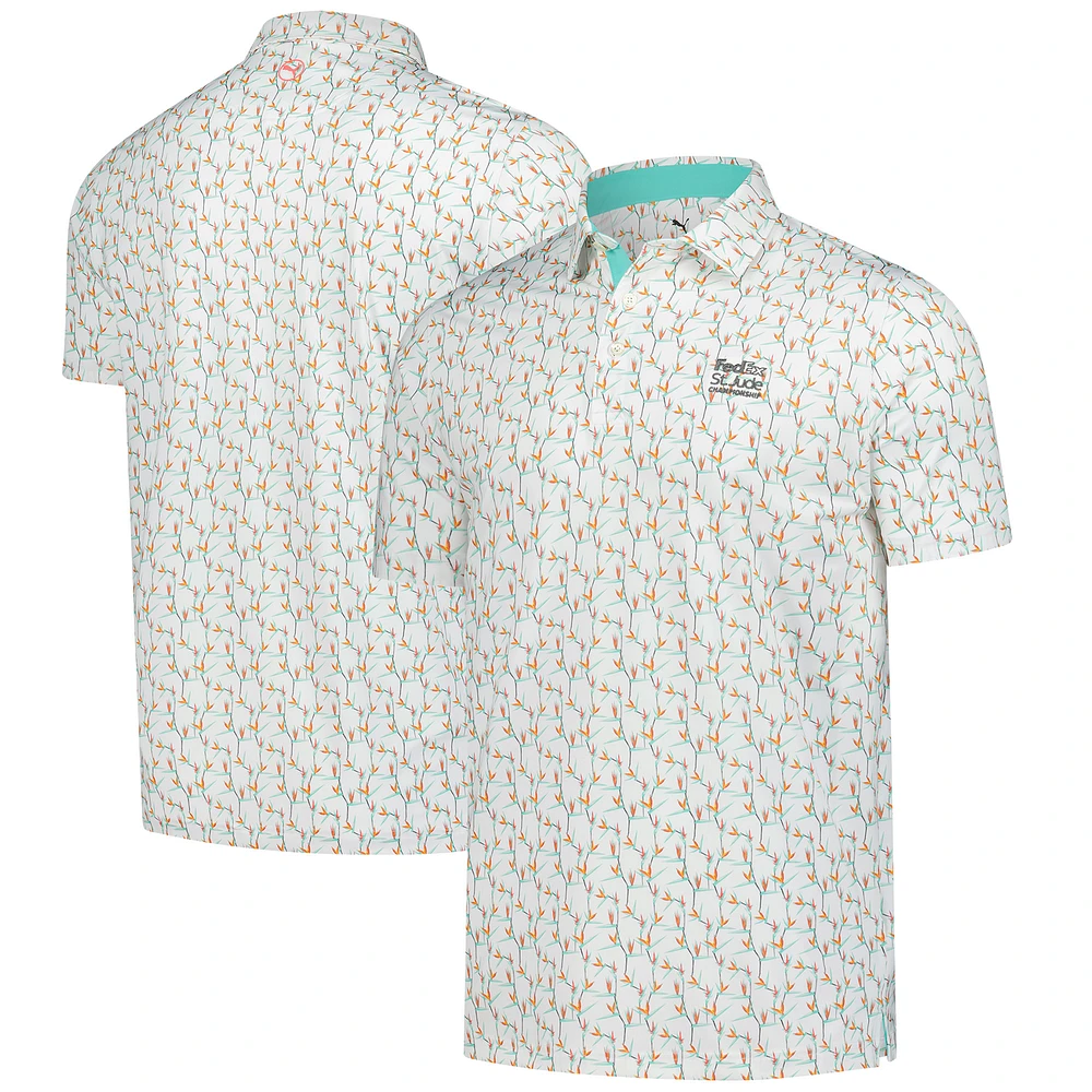 Men's Puma White FedEx St. Jude Championship MATTR Paradise Polo
