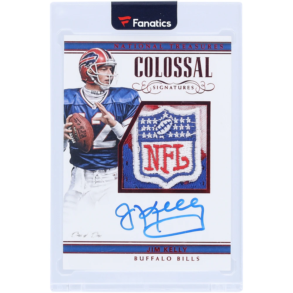 Jim Kelly Buffalo Bills Autographed 2017 Panini Flawless NFL Sheild Colossal Material Signature #CS-JKL #1/1 Rookie Card