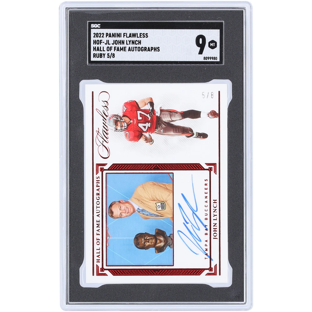 John Lynch Tampa Bay Buccaneers Autographed 2022 Panini Flawless Ruby Hall Of Fame Autographs #HOF-JL #/8 SGC Authenticated 9 Card