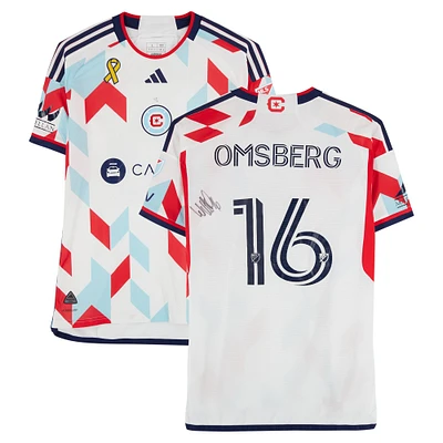 Wyatt Omsberg Chicago Fire Autographed Match-Used #16 adidas Jersey from the 2024 MLS Season
