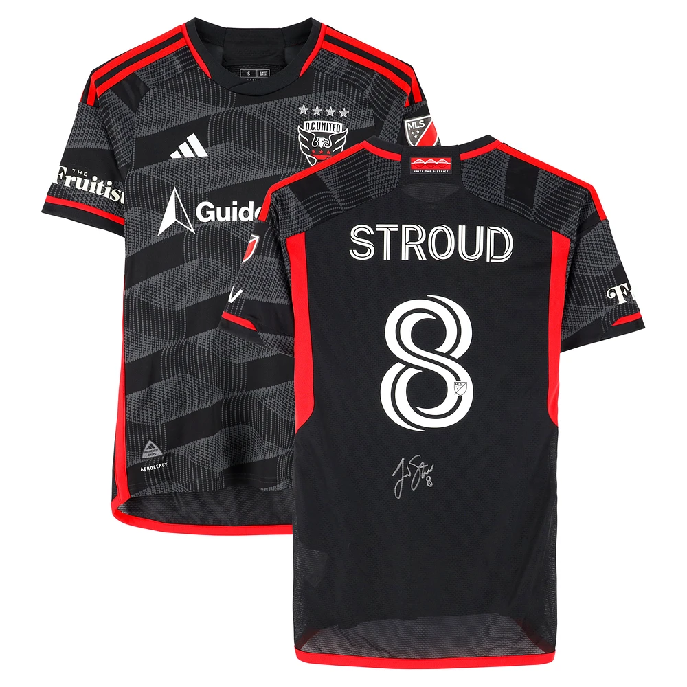 Jared Stroud D.C. United Autographed Match-Used #8 Black adidas Jersey from the 2024 MLS Season - Size S