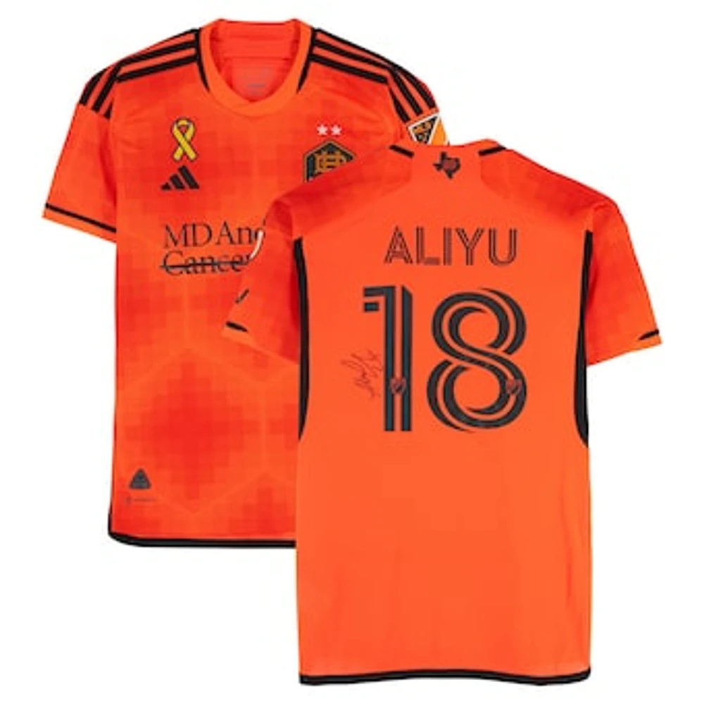 Ibrahim Aliyu Houston Dynamo FC Autographed Match-Used #18 Orange adidas Jersey from the 2024 MLS Season - Size S