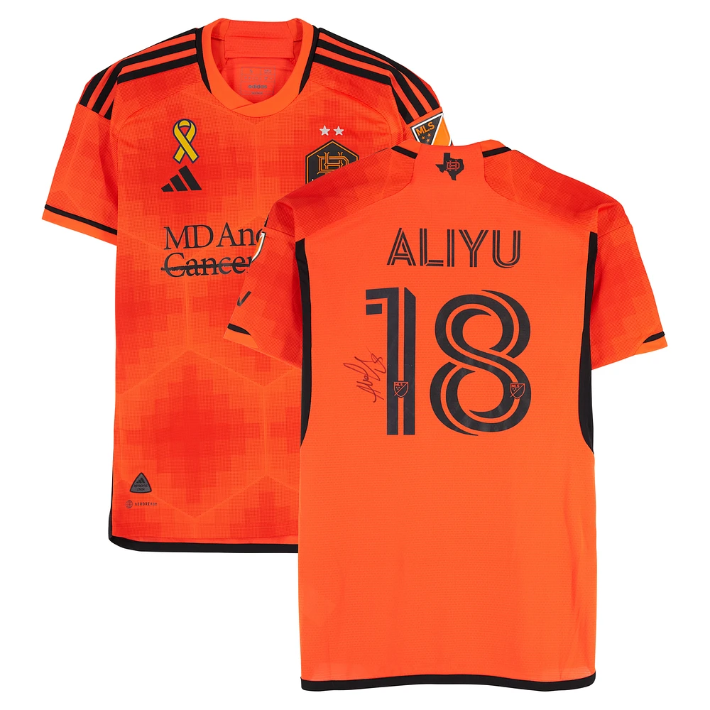 Ibrahim Aliyu Houston Dynamo FC Autographed Match-Used #18 Orange adidas Jersey from the 2024 MLS Season - Size S