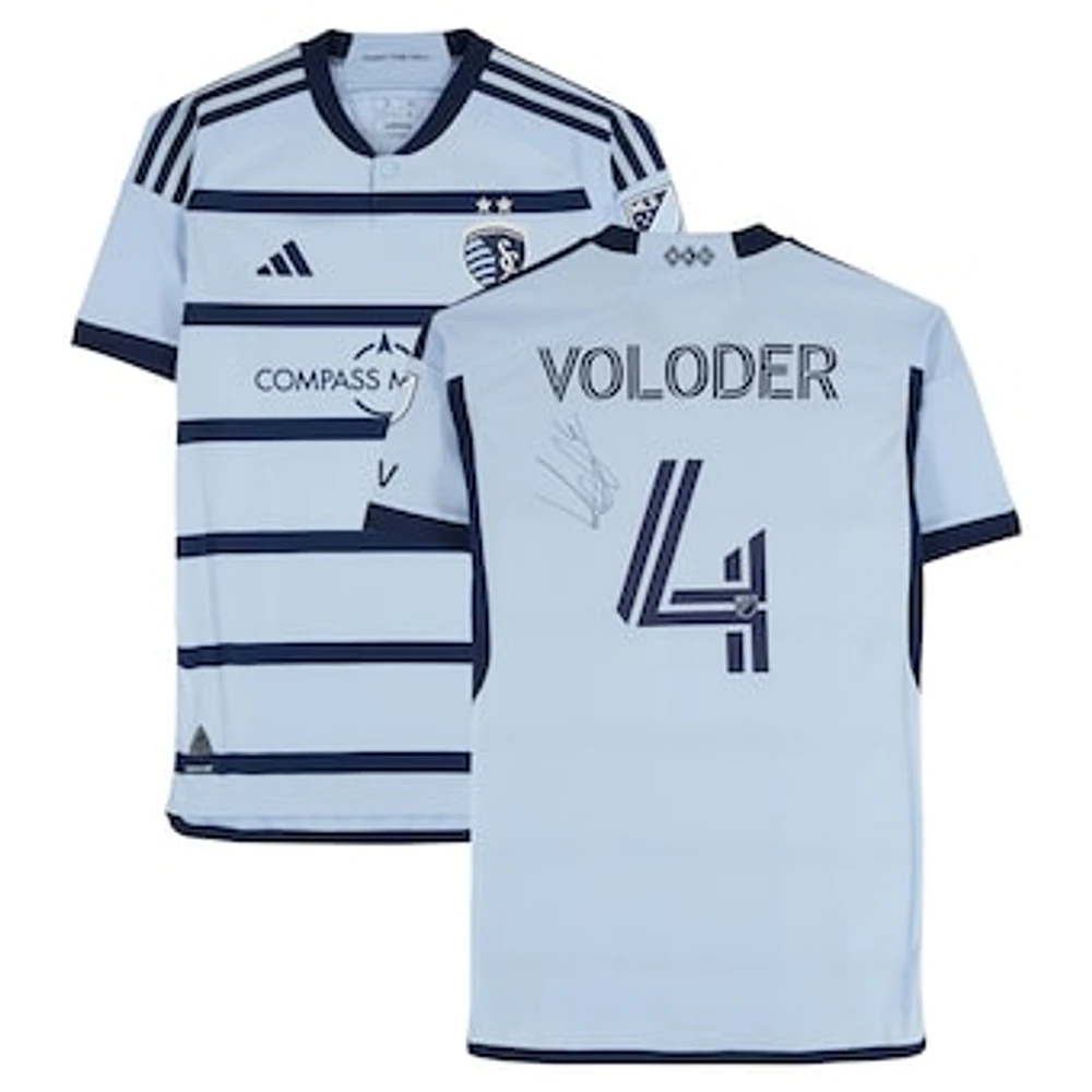 Robert Voloder Sporting Kansas City Autographed Match-Used #4 Blue adidas Jersey from the 2024 MLS Season - Size M