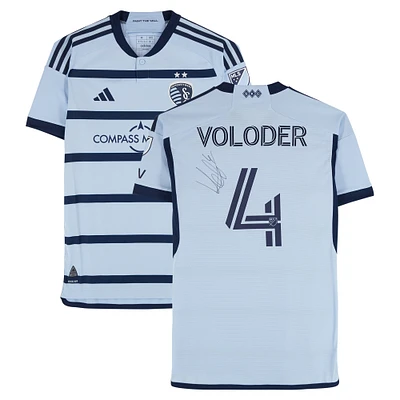 Robert Voloder Sporting Kansas City Autographed Match-Used #4 Blue adidas Jersey from the 2024 MLS Season - Size M
