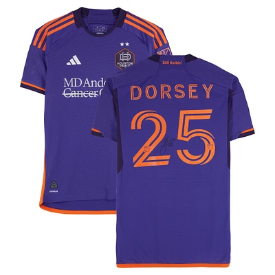 Griffin Dorsey Houston Dynamo FC Autographed Match-Used #25 Purple adidas Jersey from the 2024 MLS Season - Size M