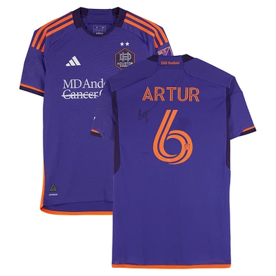 Artur Houston Dynamo FC Autographed Match-Used #6 Purple adidas Jersey from the 2024 MLS Season - Size M