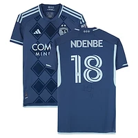 Logan Ndenbe Sporting Kansas City Autographed Match-Used #18 Navy adidas Jersey from the 2024 MLS Season - Size M