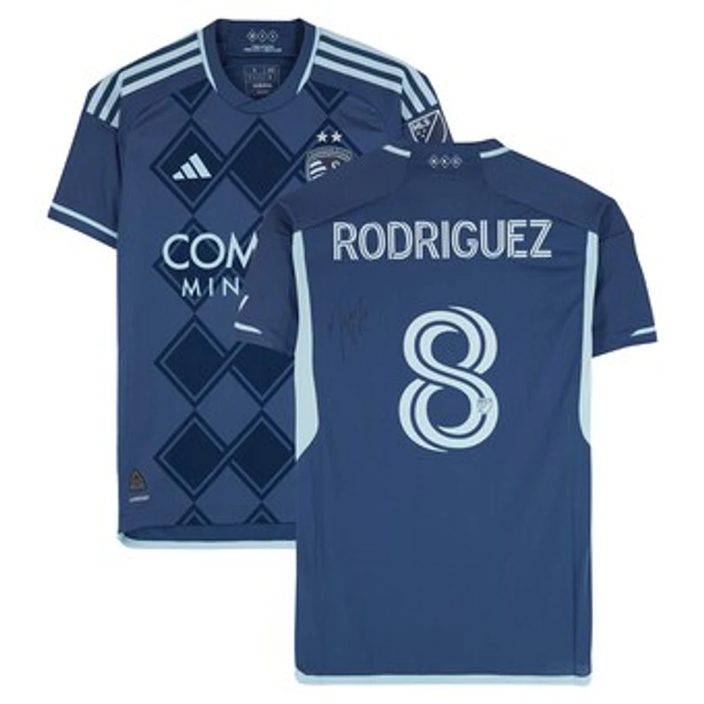 Memo Rodriguez Sporting Kansas City Autographed Match-Used #8 Navy adidas Jersey from the 2024 MLS Season - Size S