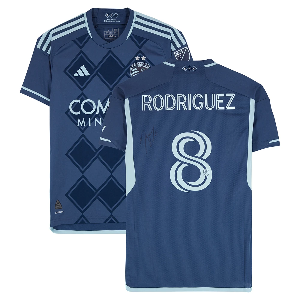 Memo Rodriguez Sporting Kansas City Autographed Match-Used #8 Navy adidas Jersey from the 2024 MLS Season - Size S
