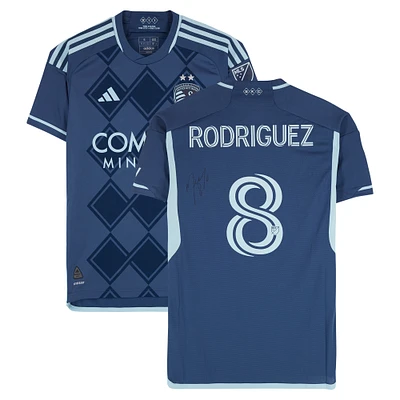 Memo Rodriguez Sporting Kansas City Autographed Match-Used #8 Navy adidas Jersey from the 2024 MLS Season - Size S