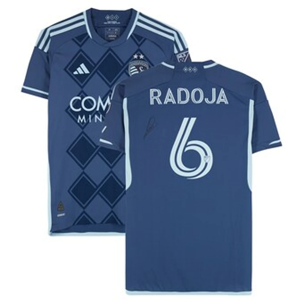 Nemanja Radoja Sporting Kansas City Autographed Match-Used #6 Navy adidas Jersey from the 2024 MLS Season - Size M