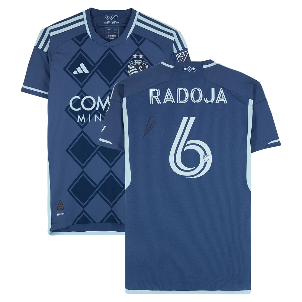 Nemanja Radoja Sporting Kansas City Autographed Match-Used #6 Navy adidas Jersey from the 2024 MLS Season - Size M