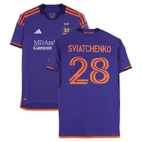 Erik Sviatchenko Houston Dynamo FC Autographed Match-Used #28 Purple adidas Jersey from the 2024 MLS Season - Size L
