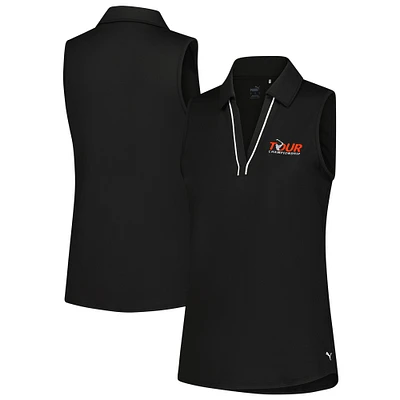 Women's Puma Black TOUR Championship CLOUDSPUN Piped Sleeveless Polo