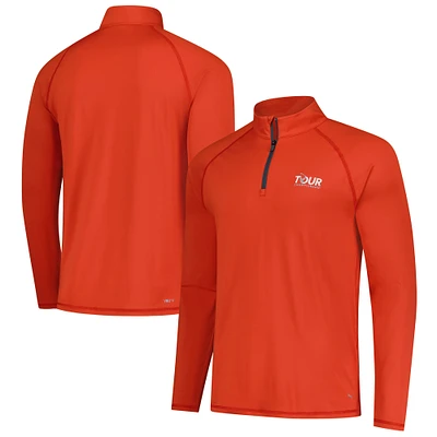 Men's Puma Orange TOUR Championship You-V brrr Raglan Quarter-Zip Pullover