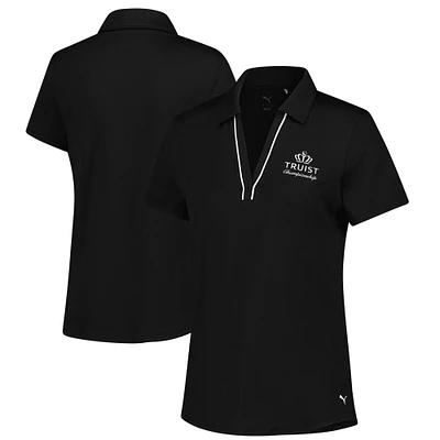 Women's Puma Black Truist Championship CLOUDSPUN Piped V-Neck Polo