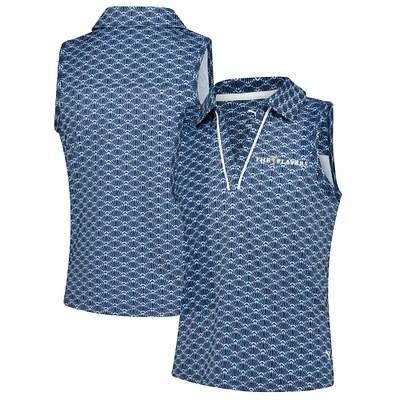 Girls Youth Puma Navy THE PLAYERS Scallop Print CLOUDSPUN Sleeveless Polo