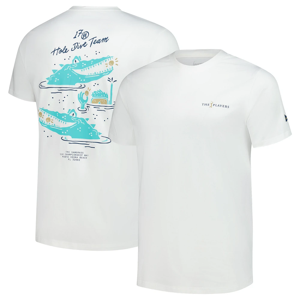 Men's Breezy Golf White THE PLAYERS 17th Hole Dive Team T-Shirt