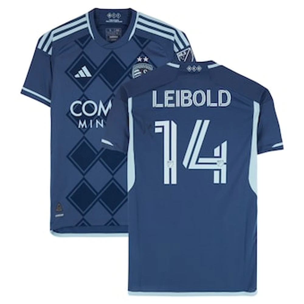 Tim Leibold Sporting Kansas City Autographed Match-Used #14 Navy adidas Jersey from the 2024 MLS Season - Size M
