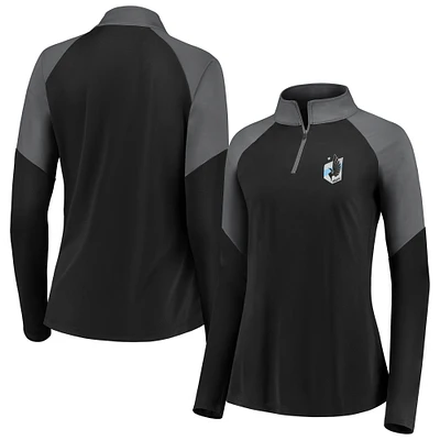 Women's Fanatics Black Minnesota United FC Interlock Quarter-Zip Pullover