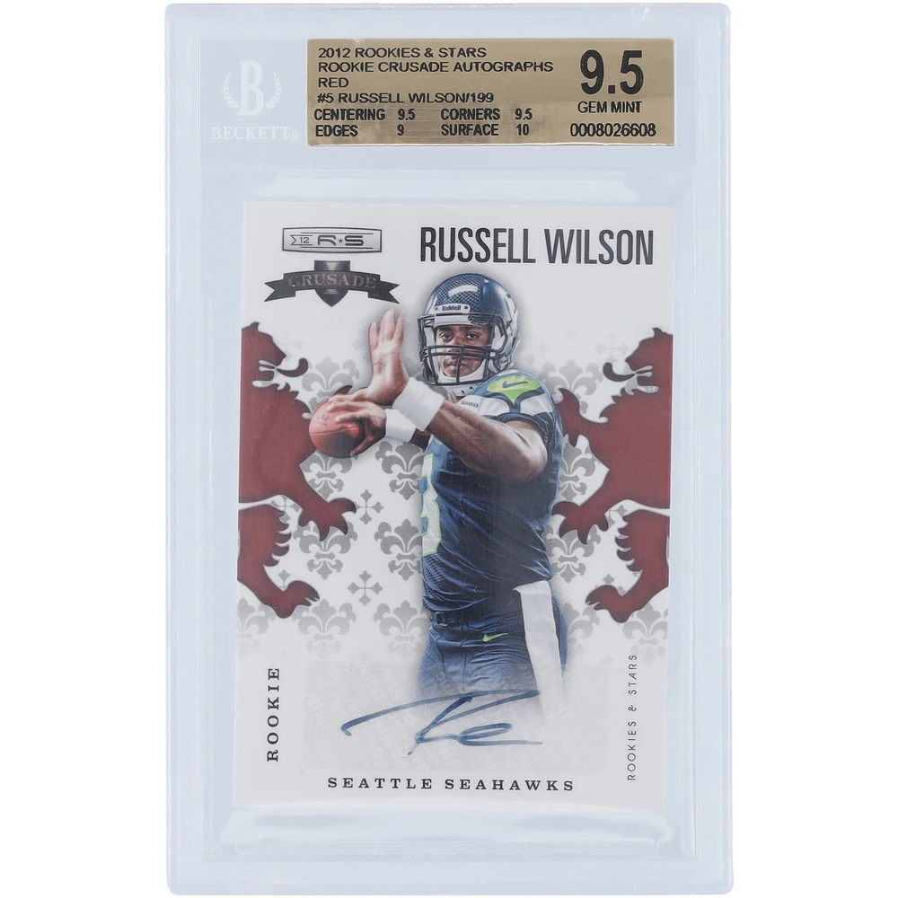 Russell Wilson Seattle Seahawks Autographed 2012 Panini Rookies & Stars Red #5 #37/199 BGS Authenticated 9.5/10 Rookie Card - 9.5,9.5,9,10 Subgrades