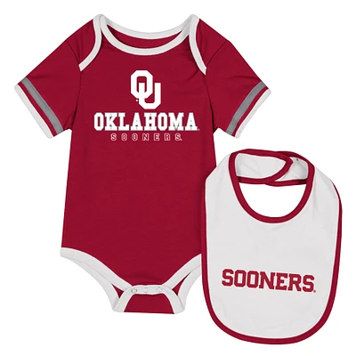 Newborn & Infant Colosseum Crimson Oklahoma Sooners Bodysuit Bib Set