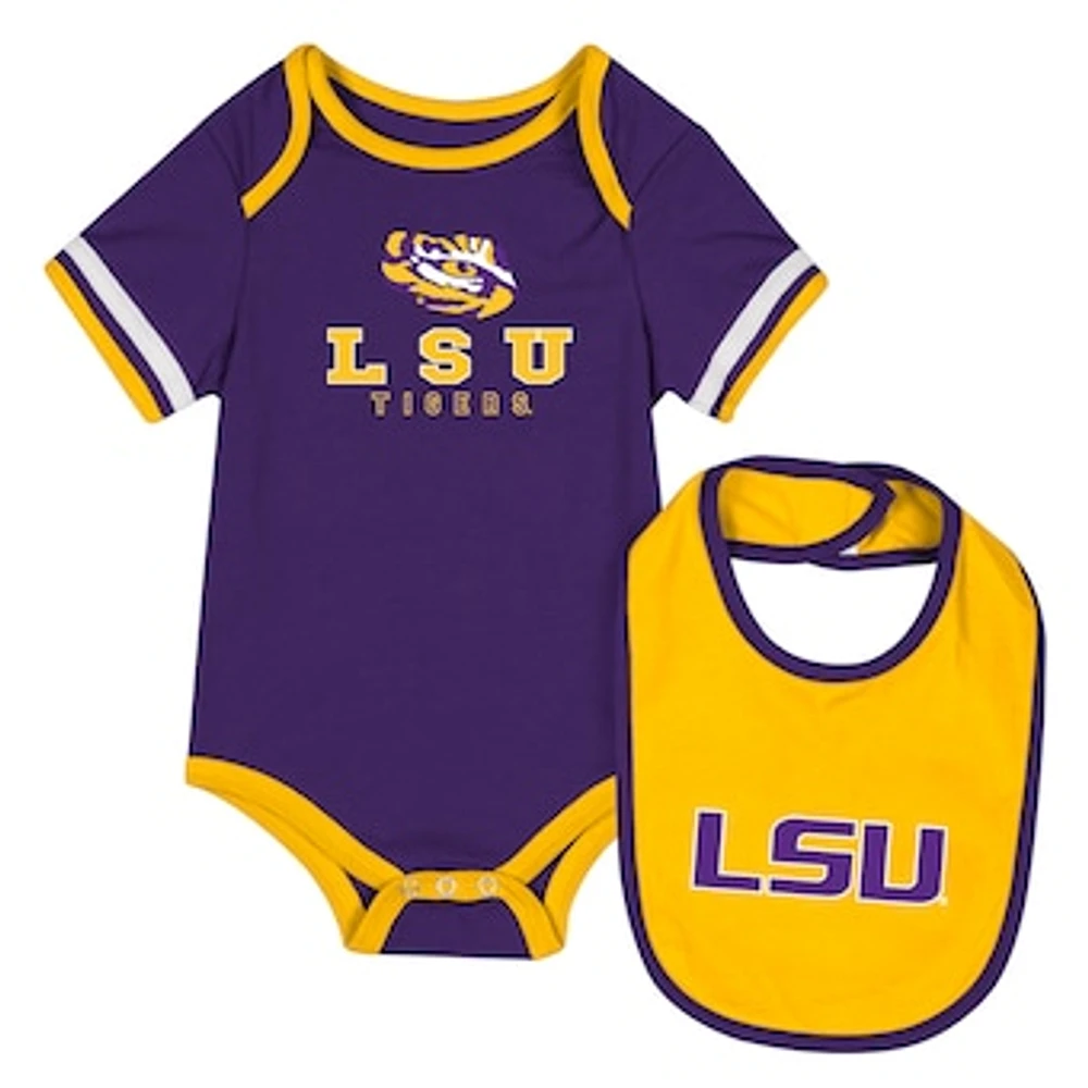 Newborn & Infant Colosseum Purple LSU Tigers Bodysuit Bib Set