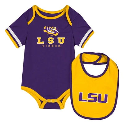 Newborn & Infant Colosseum Purple LSU Tigers Bodysuit Bib Set