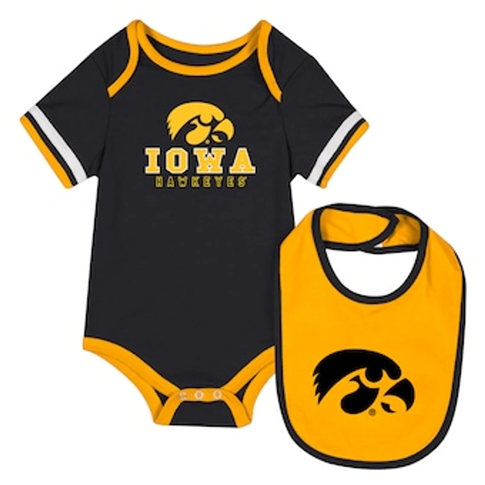 Newborn & Infant Colosseum Black Iowa Hawkeyes Bodysuit Bib Set