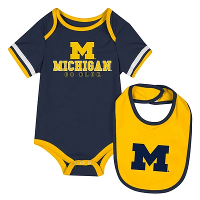 Newborn & Infant Colosseum Navy Michigan Wolverines Bodysuit Bib Set