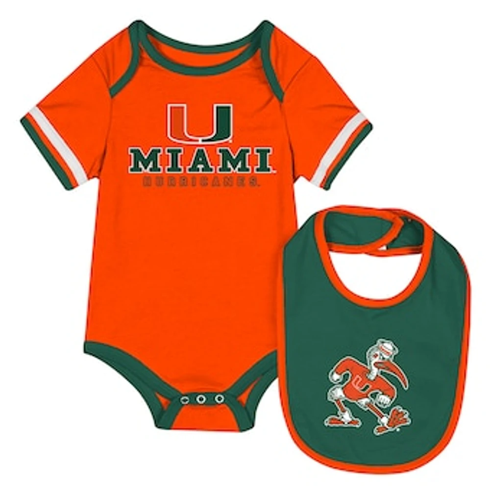 Newborn & Infant Colosseum Orange Miami Hurricanes Bodysuit Bib Set