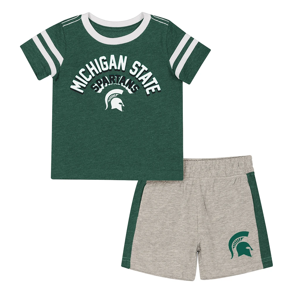 Infant Colosseum Heather Green Michigan State Spartans T-Shirt & Shorts Set
