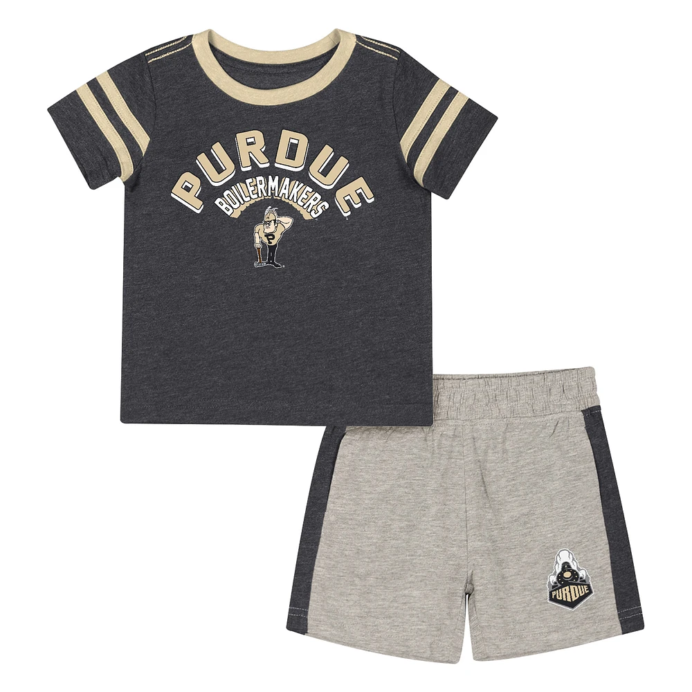 Infant Colosseum Heather Black Purdue Boilermakers T-Shirt & Shorts Set