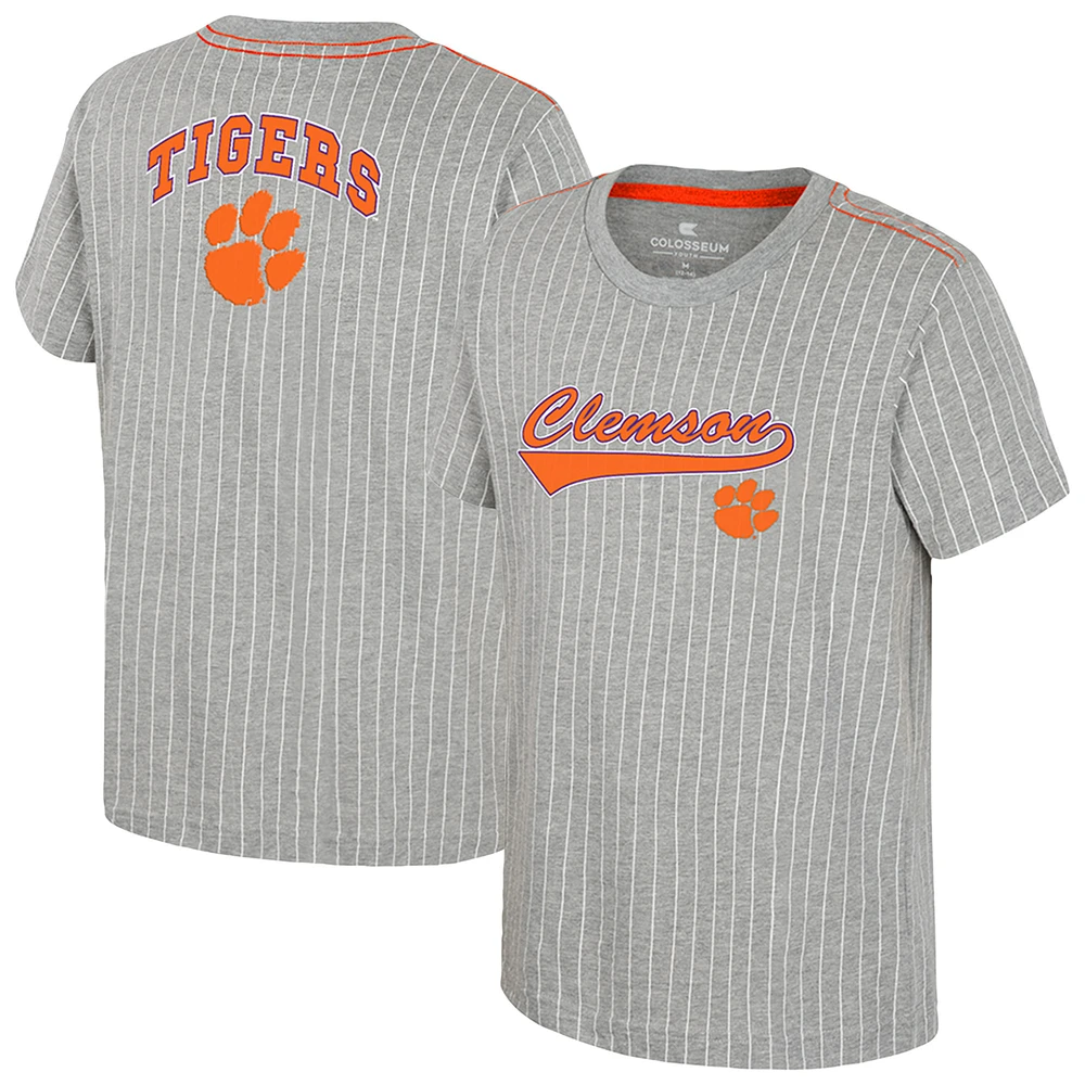 Youth Colosseum Heather Gray Clemson Tigers Airball Baseball T-Shirt
